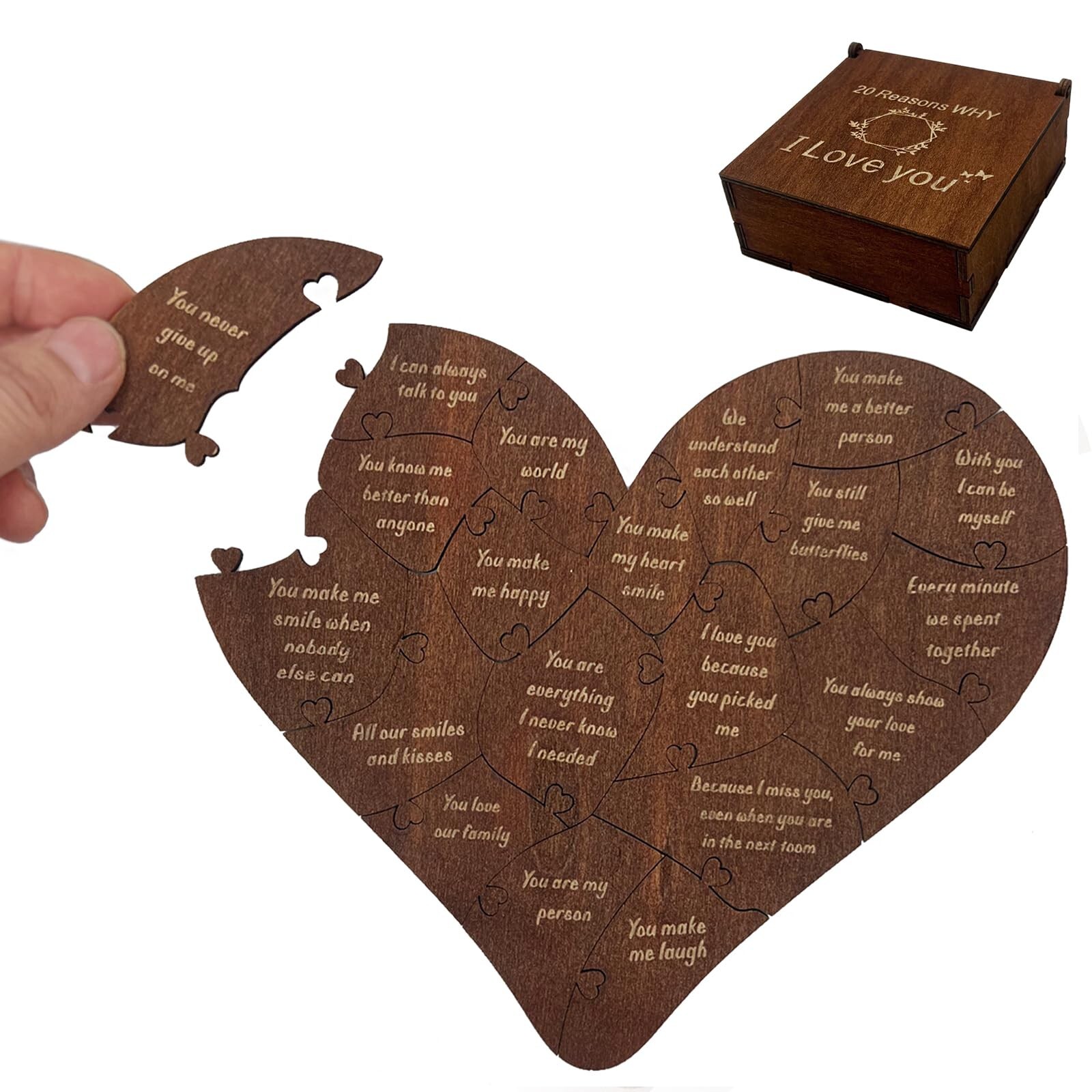 20 Reasons Why I Love You Gift Box,Romantic Heart Wooden Puzzle for Him, Her …