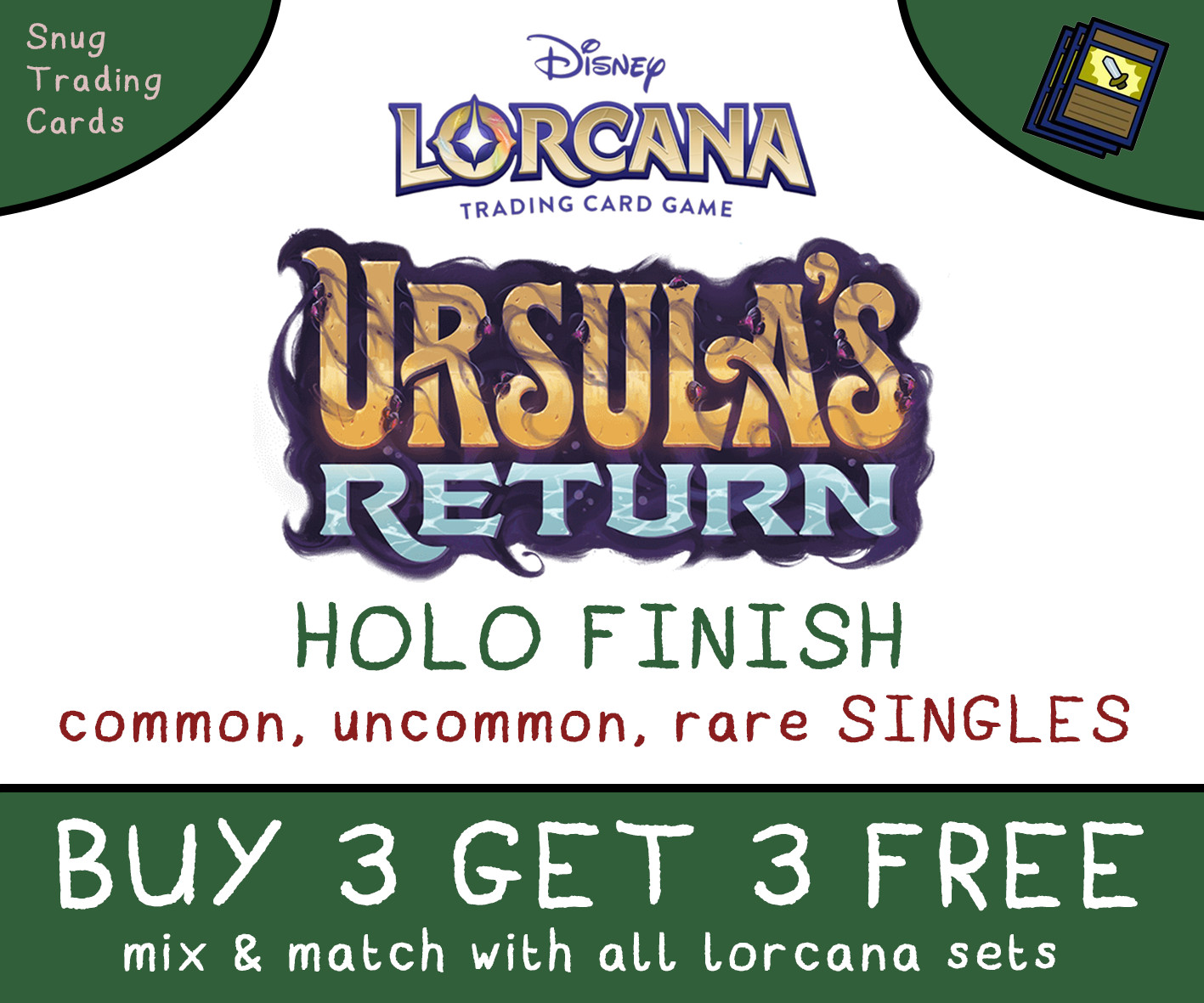 Disney Lorcana – Ursula’s Return FOIL – Single Cards – Mint – Buy 3 Get 3
