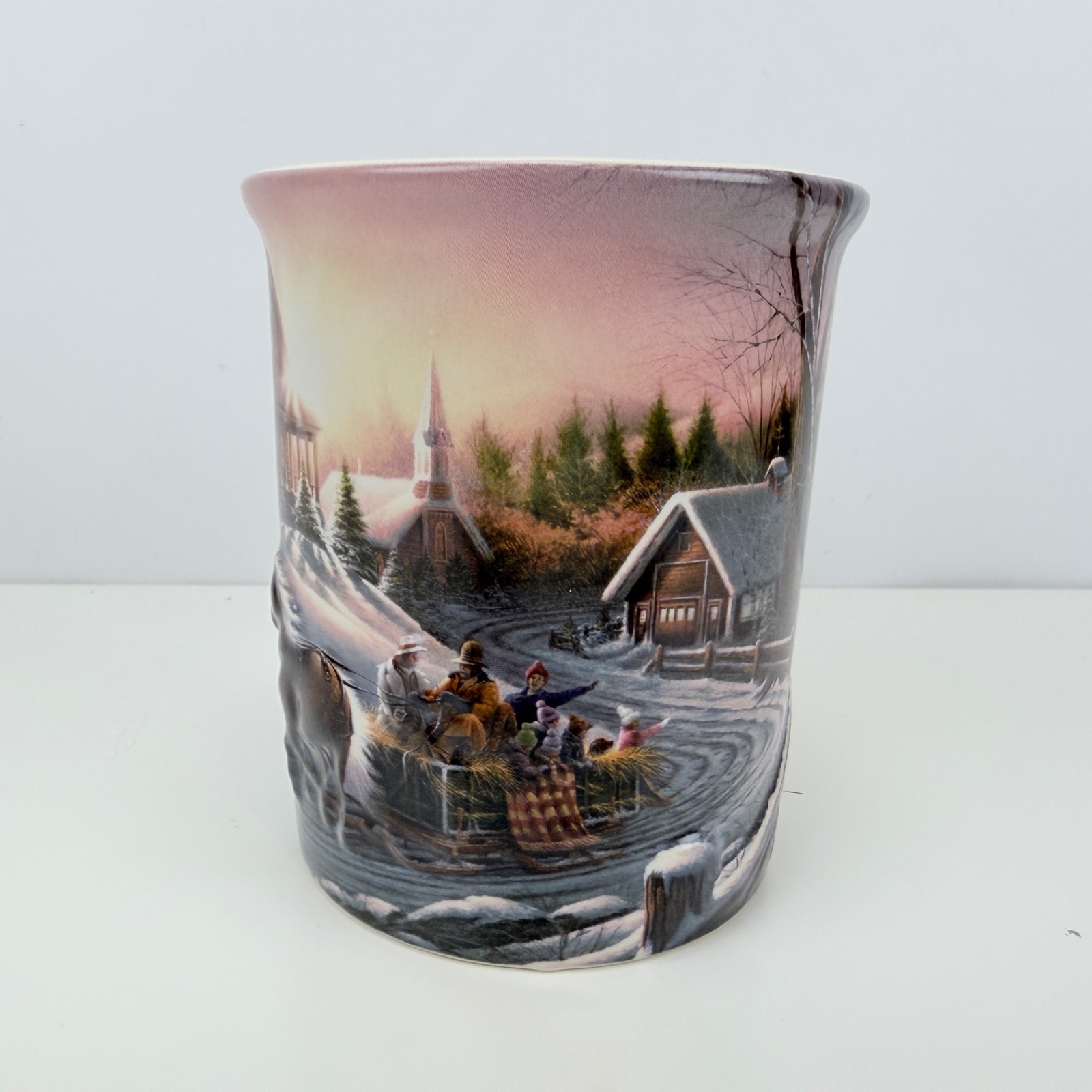 Terry Redlin Hadley Collection Mug Winter Sleigh Ride Birch Handle Coffee Cup