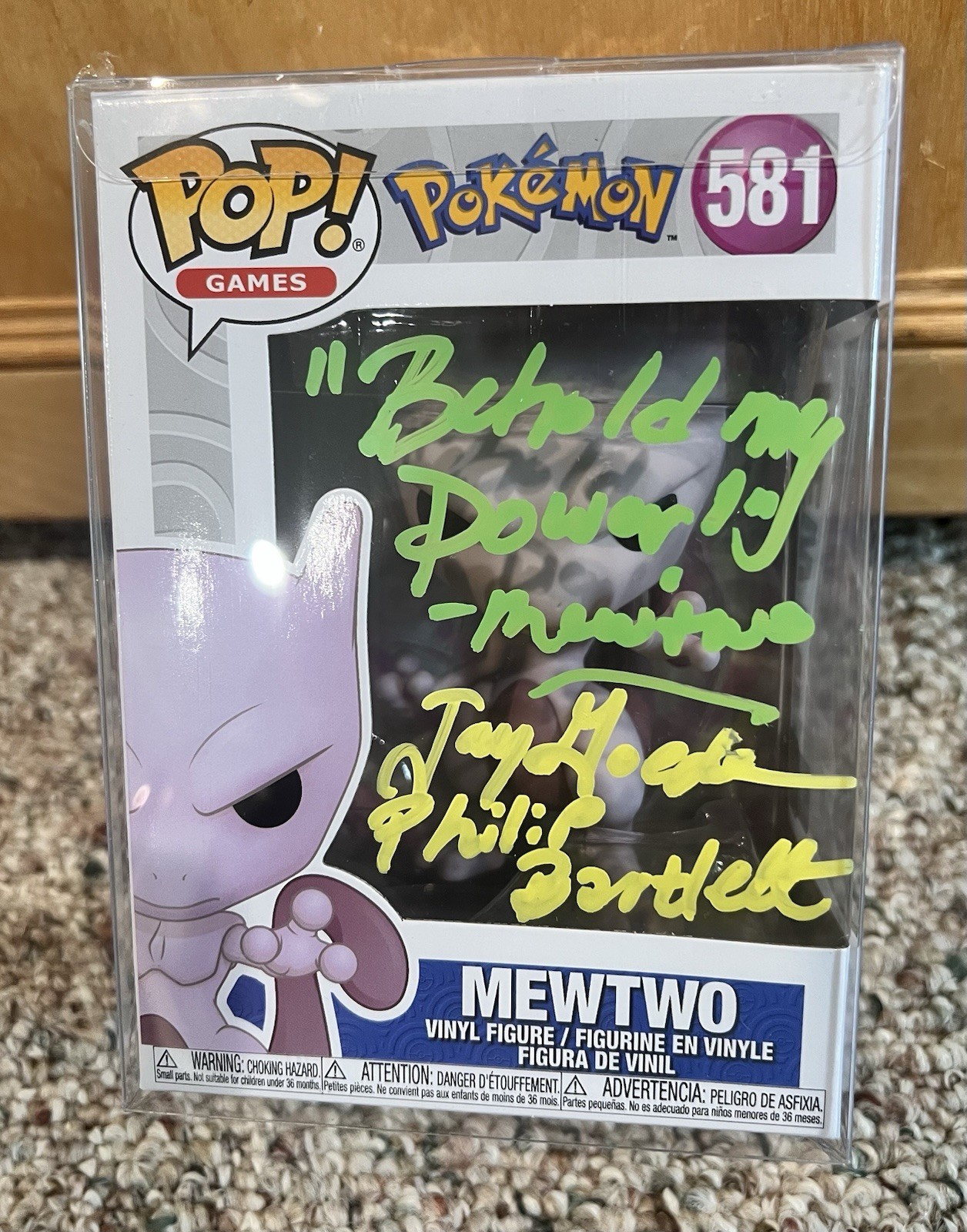Funko Pop! Pokémon Mewtwo #581 Signed Jay Goede Philip Bartlett OC COA Autograph