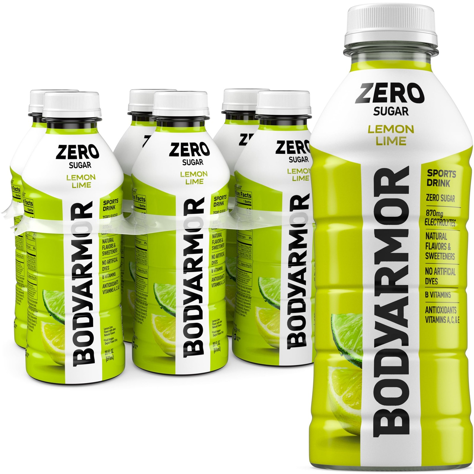 ZERO Sugar Lemon Lime Electrolyte Drink, Natural Flavors, 20 Fl Oz Bottles (6 Pa