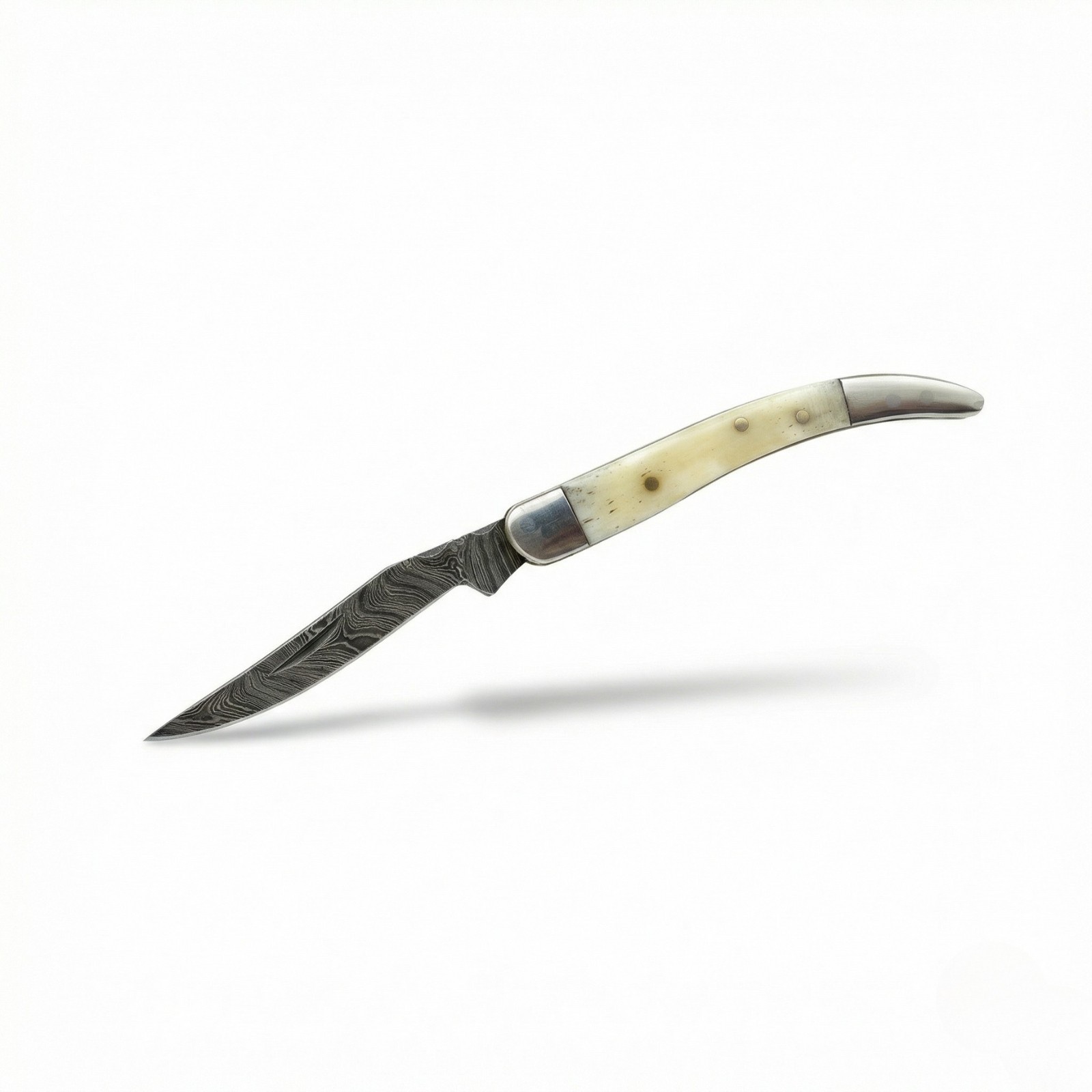 Custom Hand-Forged Toothpick Camel Bone Twist Damascus Exquisite With Sheath