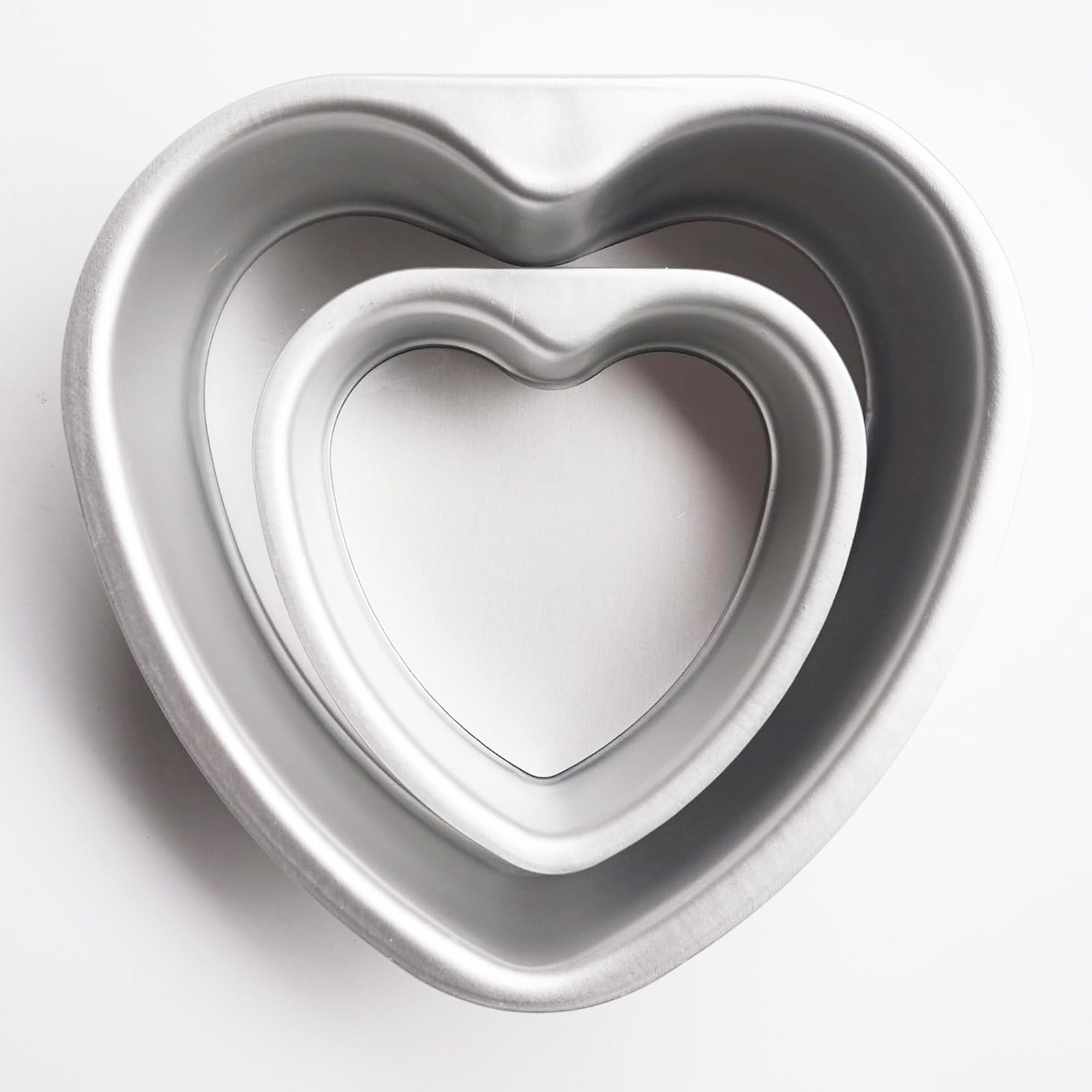 2 PCS 4+6 Inch Aluminum Deep Heart Shaped Cake Pan Set Removable Bottom Mold