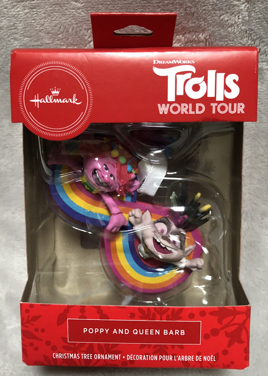 NEW Hallmark Trolls POPPY and QUEEN BARB Resin Plastic Christmas Tree Ornament