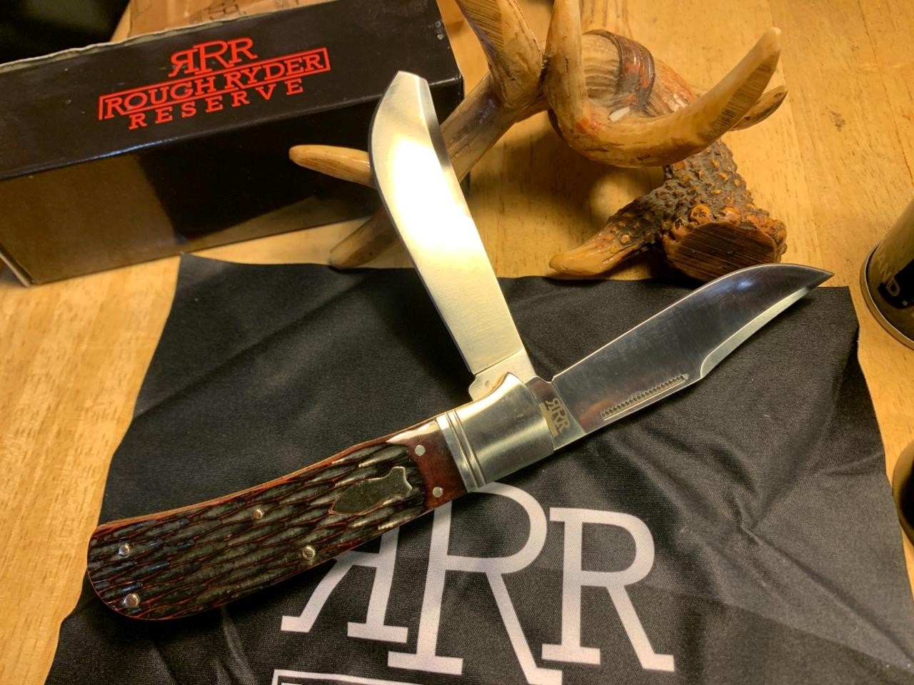 Rough Ryder Reserve Brown Jig Bone Wide Belly Trapper 4 1/4″ Pocket Knife RRR042