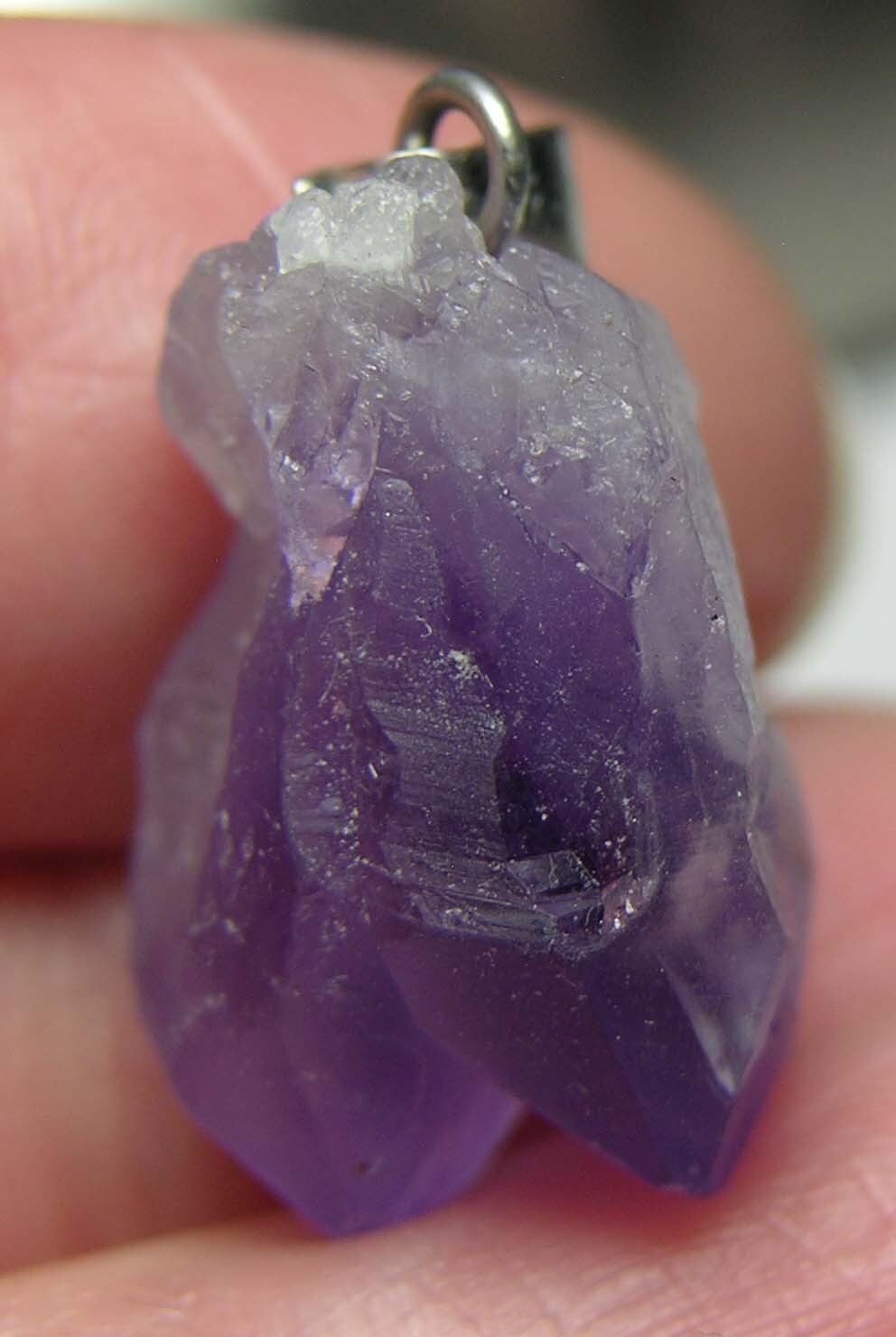 #48 Raw Rough 18.80ct 100% Natural Amethyst Crystal Point Pendant 3.75g 19.00mm