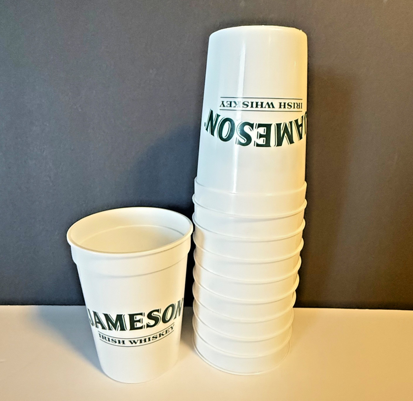 Jameson Irish Whisky Lot of 10 – 12 Oz Plastic Stadium Cups – Party / Bar /NEW