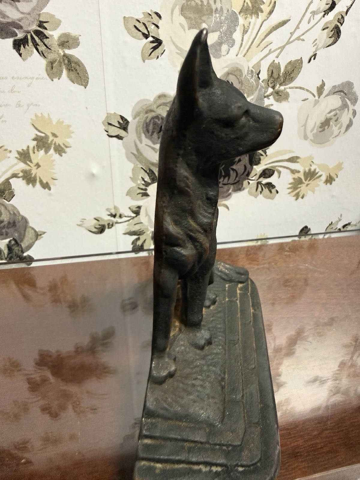 Vintage German Shepherd Book Ends Caste Heavy Metal Coppery Bronze Finish 5.75”