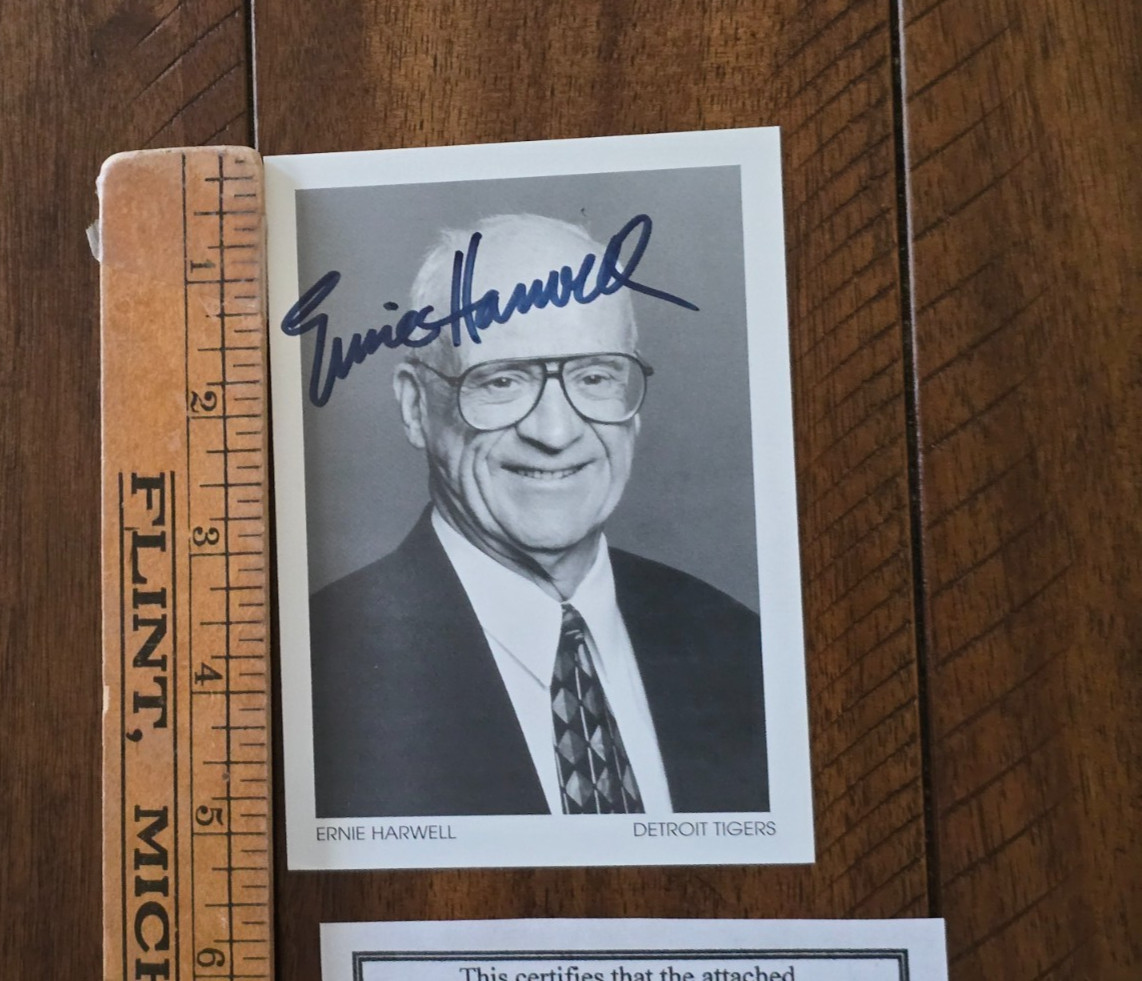 Vintage Ernie Harwell Signed Photograph Framed Detroit Tigers HOF