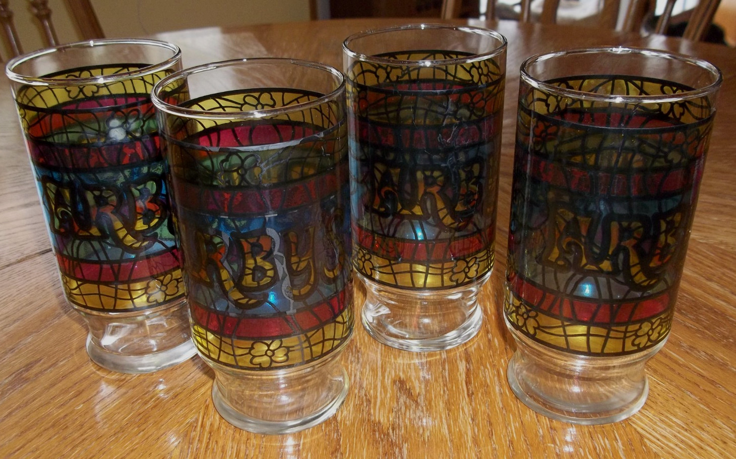 Vintage ARBY’S Set of 4 “Tiffany” Style Soda Glasses 16 ounces 1970’s EUC!