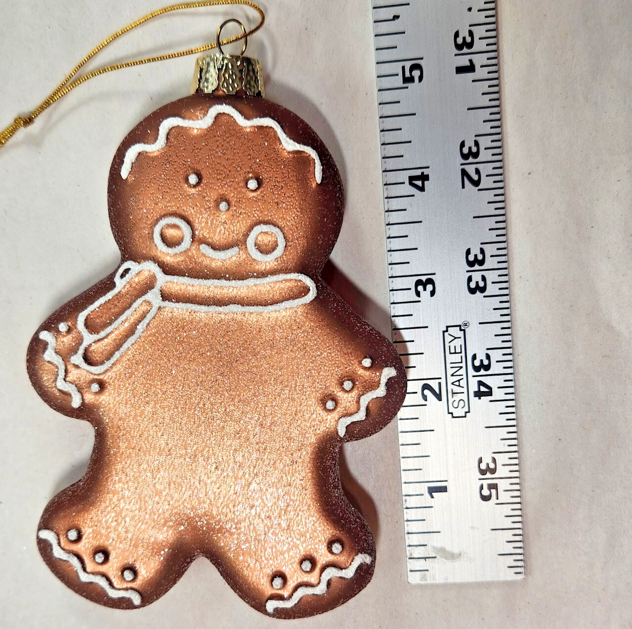 Grandin Road Mouth Blown Glass Set of 4 Gingerbread Men White Icing Detail NIP