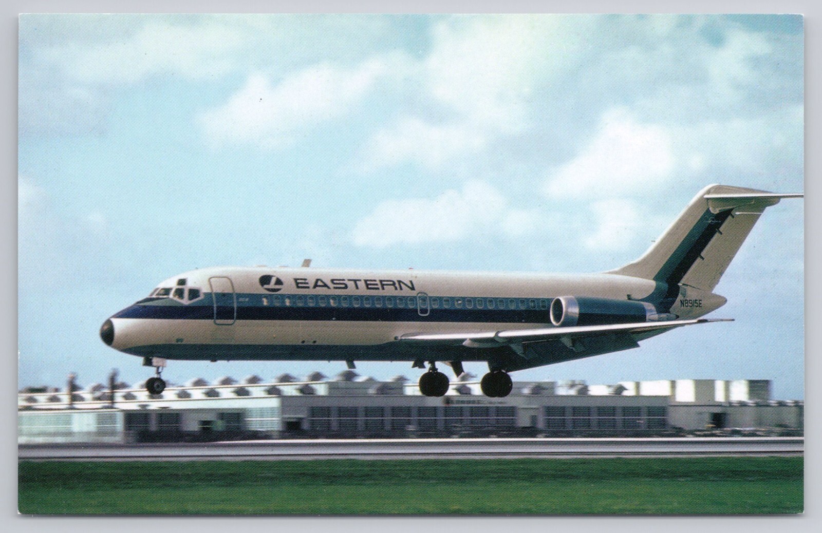 Postcard Eastern Airlines Douglas DC9-14 landing at Miami in 1967