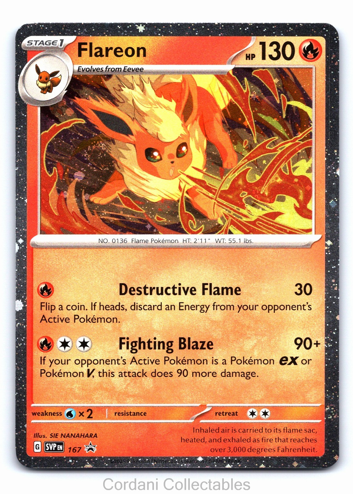 Flareon SVP167 Cosmos Holo Black Star Promo Pokemon Near Mint