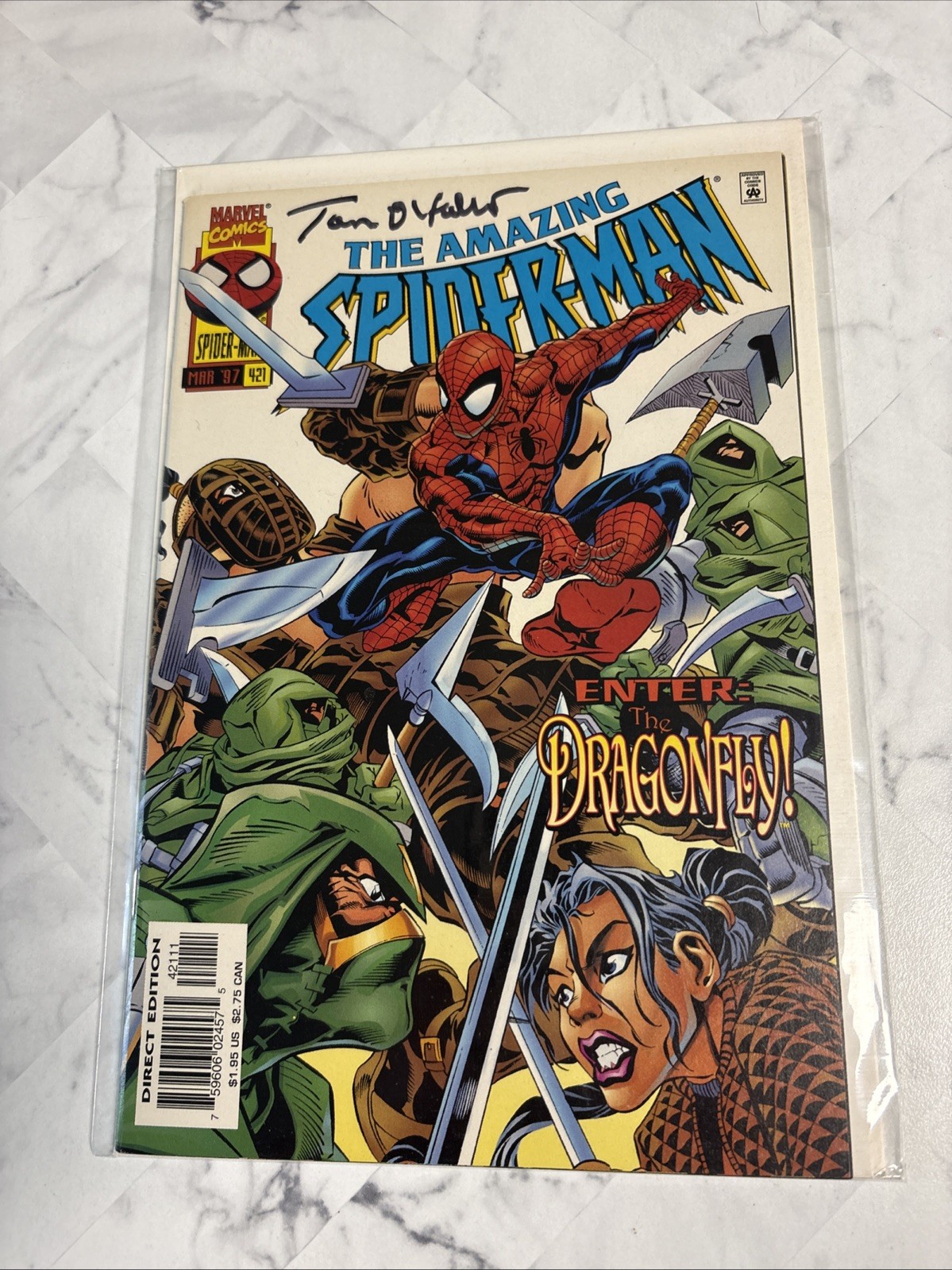 Amazing Spider-Man #421 – SIGNED TOM DeFALCO (Marvel 1997) Enter The Dragonfly
