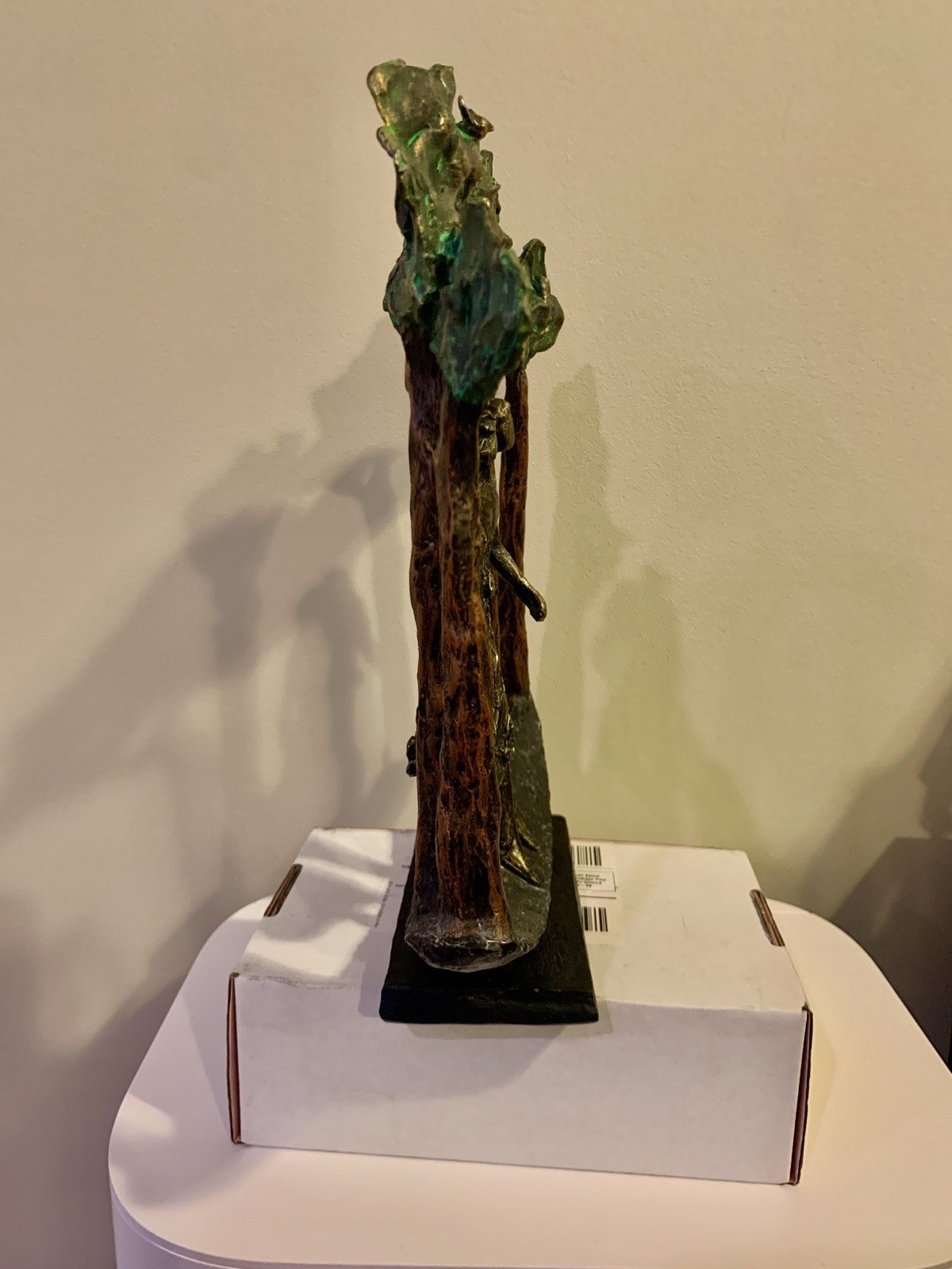Rustic Cast Bronze-Look Table Sculpture Through The Years Impressionism 11”x 11”