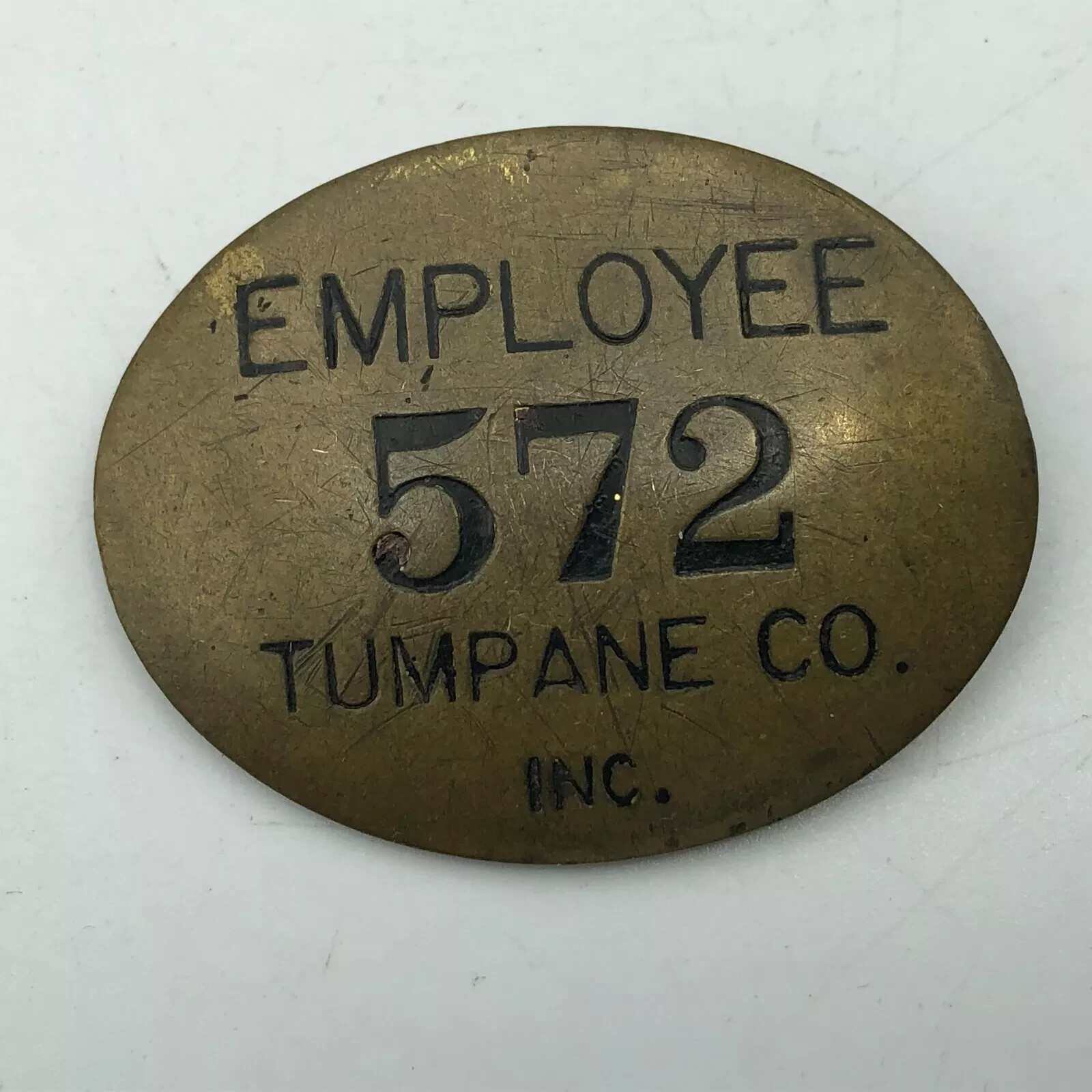 Tumpane Co. Pinback ID Badge Employee Pin Vintage W+H Military Contractor 1.5×2″