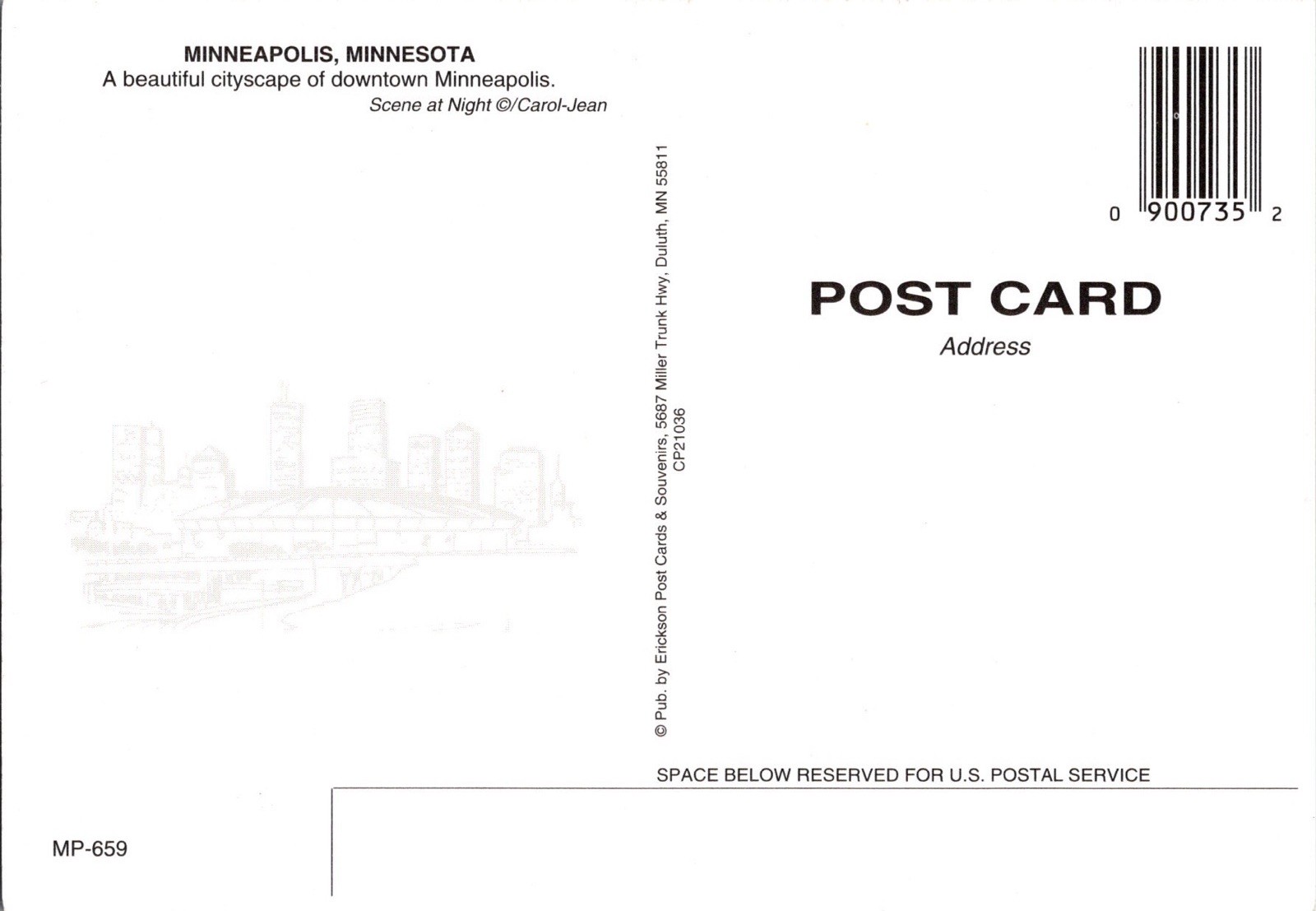 Continental Postcard Hubert Humphrey Metrodome Night Minneapolis, Minnesota CG1