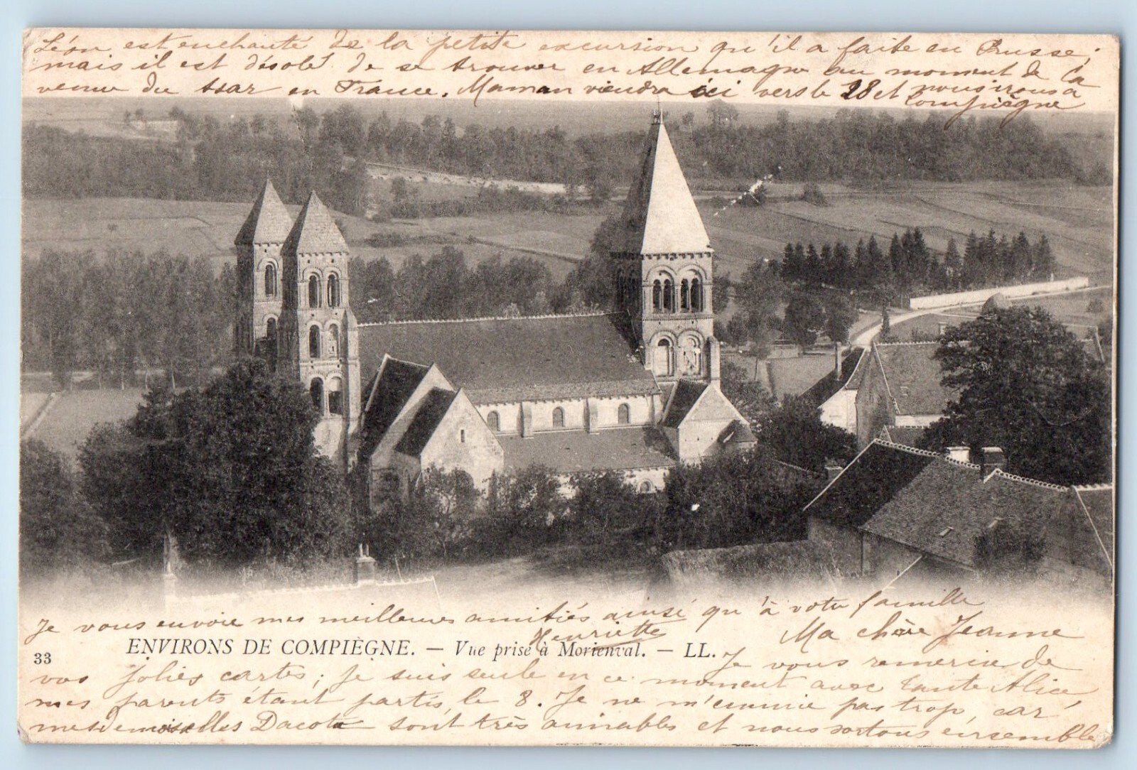 Compiegne Oise France Postcard View Taken in Morienval 1901 Antique