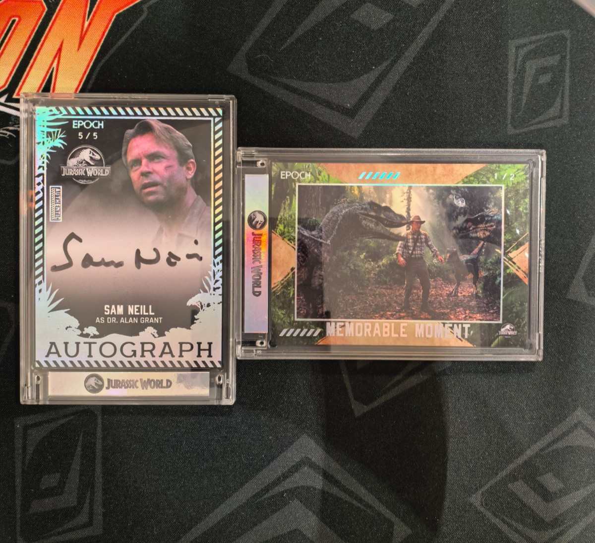 SAM NEILL as DR. ALAN GRANT EPOCH Jurassic World auto 5/5 Memorable LOT*2 L03