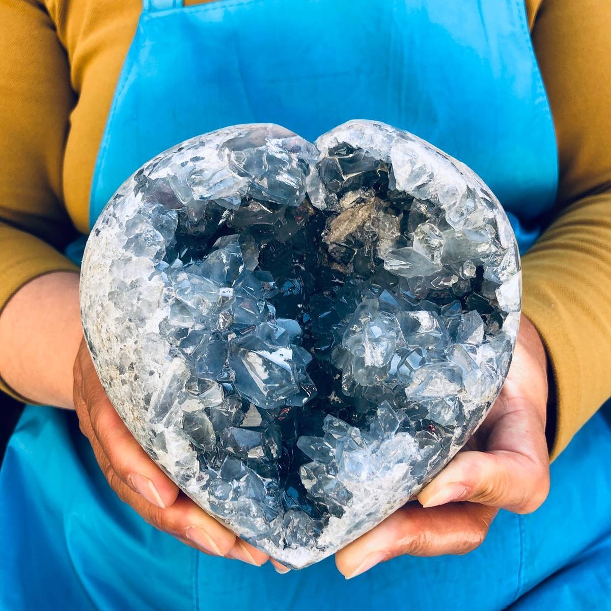 4.57LB Natural Blue Celestite Geode Quartz Crystal Mineral Specimen Healing