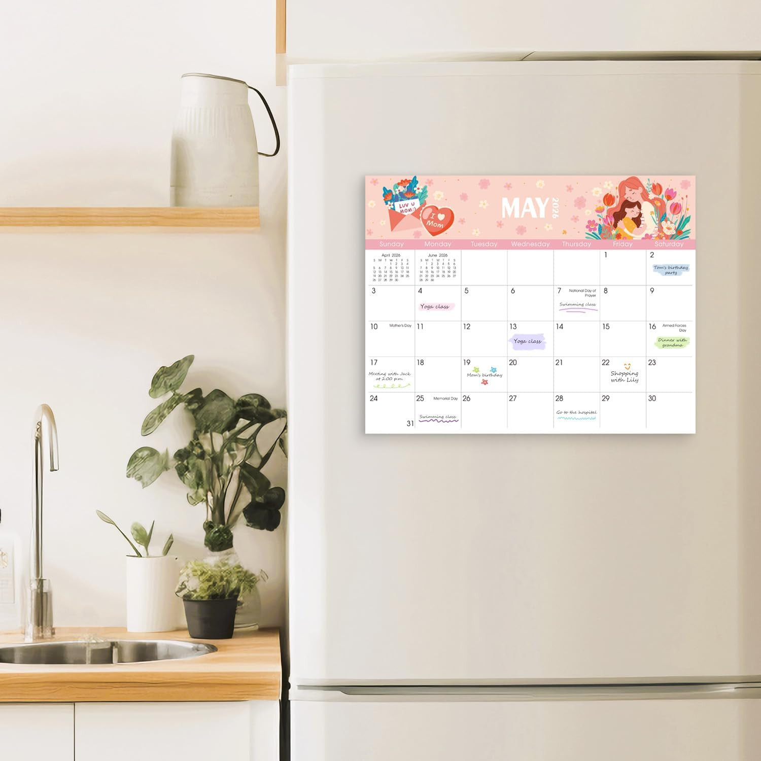 Magnetic Calendar for Refrigerator, Fridge Calendar 2026-2027– 11″ X 8.5″, 20 Mo