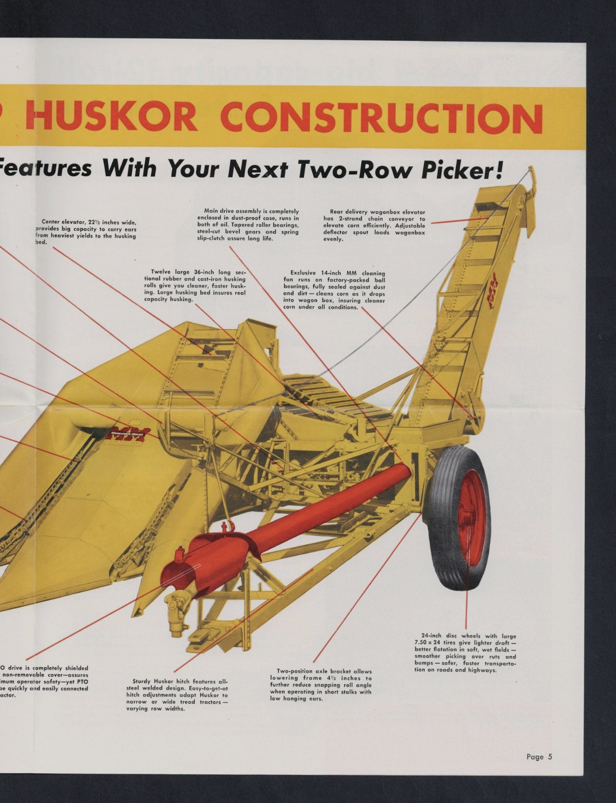 MINNEAPOLIS-MOLINE TWO ROW HUSKOR 8 PAGE BROCHURE 86537-X