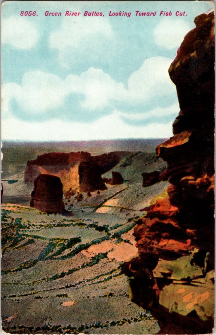 Green River WY postcard GREEN RIVER BUTTES LOOKING TOWARD FISH CUT j/13 BE3726