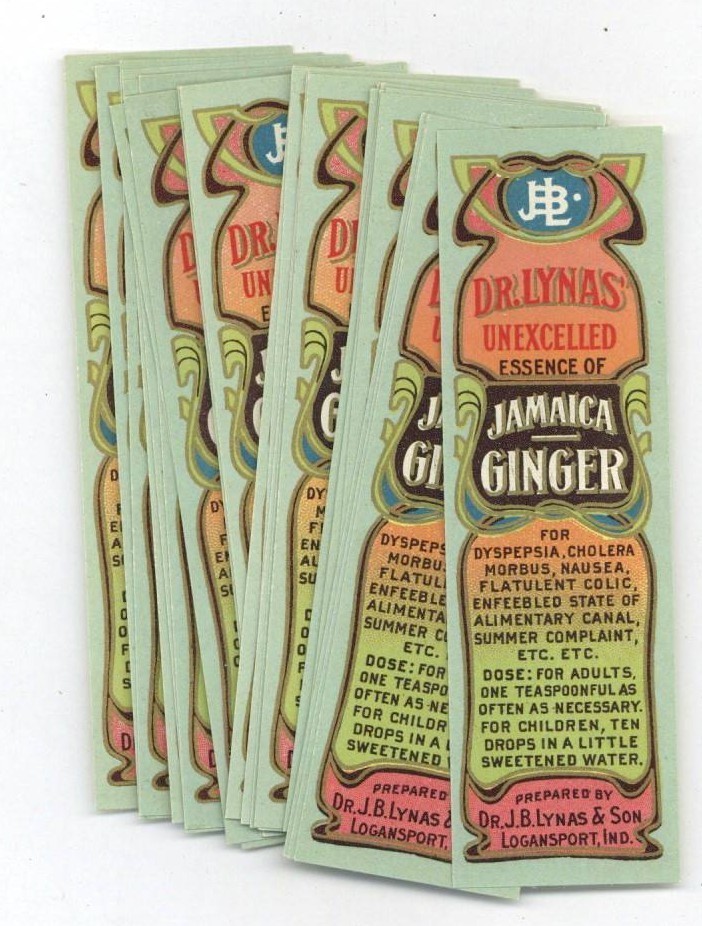 25 Dr Lynas Jamaica Ginger Bottle Labels Wholesale 269 Logansport IN