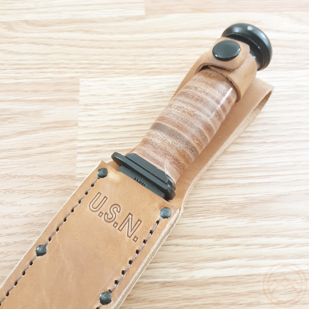 KA-BAR Mark 1 Fixed Knife 5″ 1095 Cro-Van Carbon Steel Blade Leather Handle