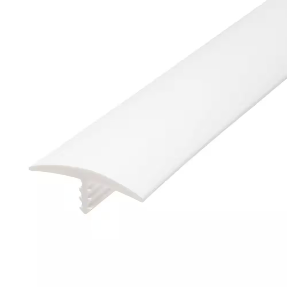 1-1/8 In. White Flexible Polyethylene Center Barb Bumper Tee Moulding Edging 25
