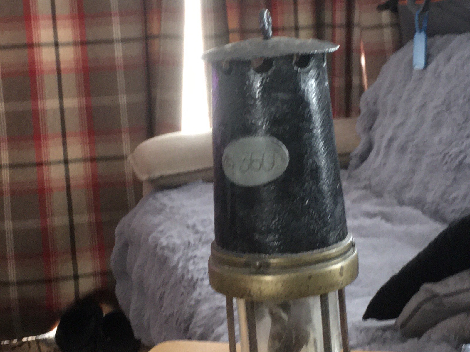 Vintage Patterson A 1 Brass miners lamp. 306 on top 1163 All around patent