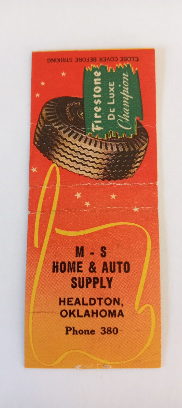 M S Home And Auto Supply Healdton Oklahoma Bobtail Matchcover 453