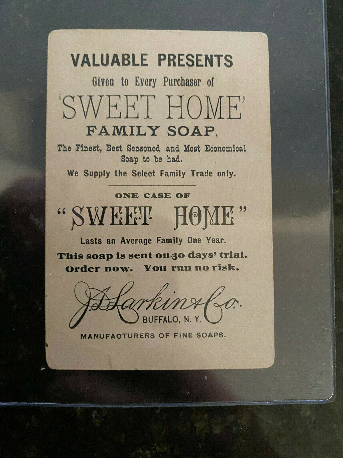 1885? J.D. Larkin & Co. Sweet Home Soap Card President – Madison & Tyler (2)