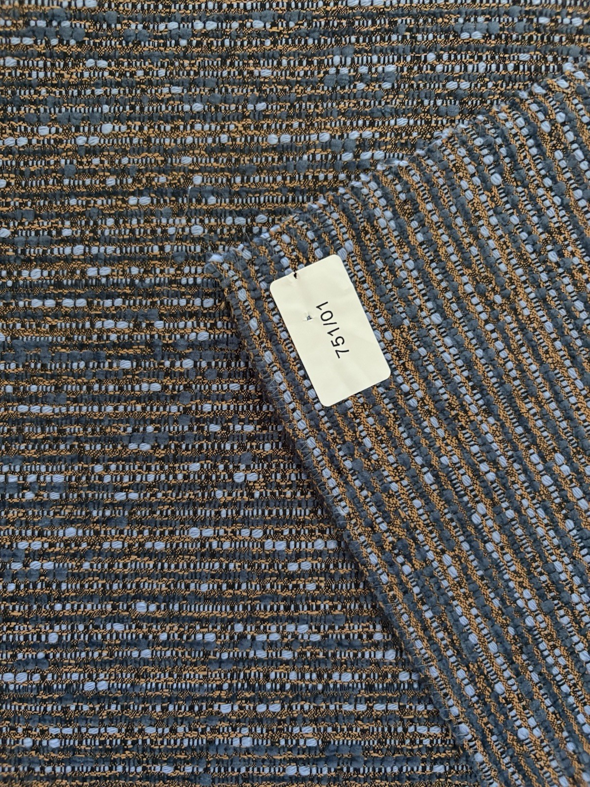 LELIEVRE/Scalamandre “MARACAS/Bleuet” Blue/Copper texture-$468-26″W x 24.75″L