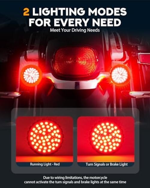 Upgrade 2″ Motorcycle Rear Turn Signals with Smoked Lens Covers 1157 LED