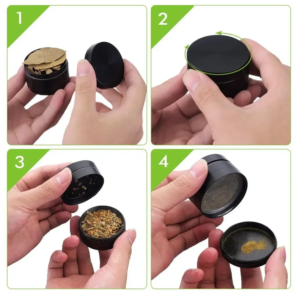 4 Layer 2 inches Portable Zinc Alloy Grinder Herb & Spice Tobacco Grinder.