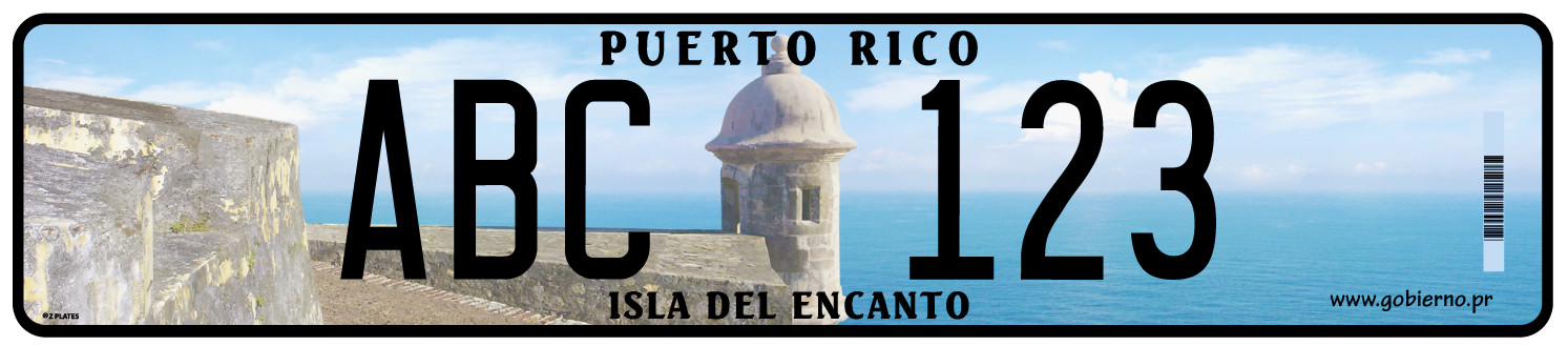 Puerto Rico Premium Euro Style Custom License Plate with Barcode