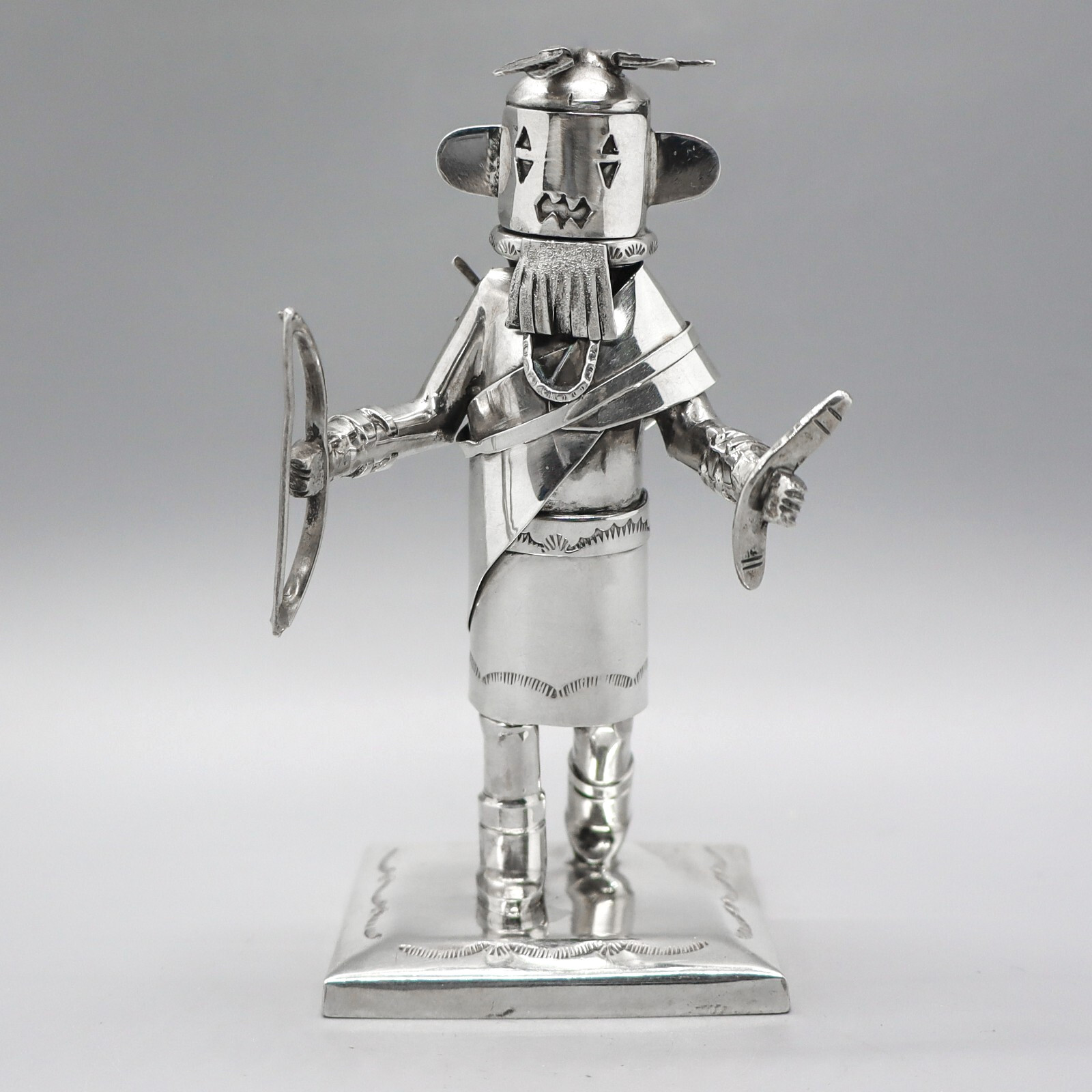 NAVAJO-STERLING SILVER LEFT-HANDED KACHINA by JEFFREY CASTILLO-NATIVE AMERICAN