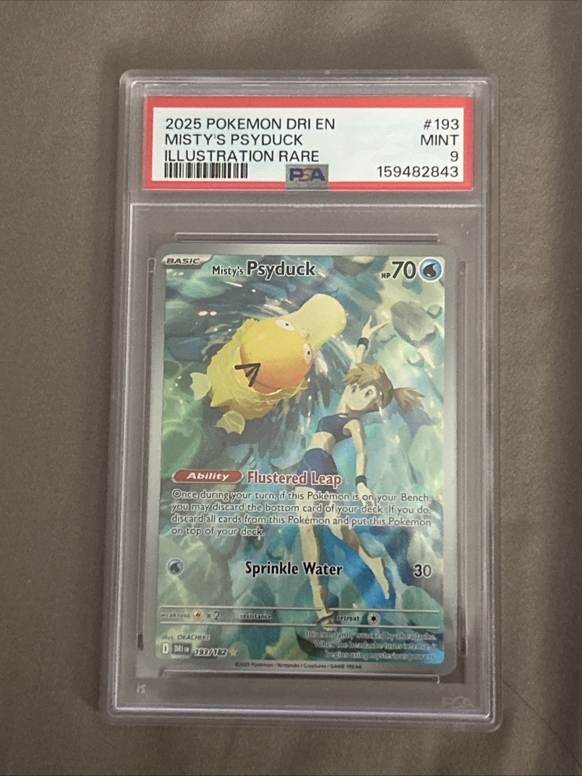 PSA 9 MINT – POKEMON DESTINED RIVALS – MISTY’S PSYDUCK ILLUSTRATION RARE 193/182