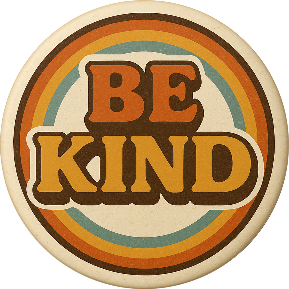 Magnet – Be Kind Retro Rainbow Rings 70s Vintage Positive Message Gift 2.25″