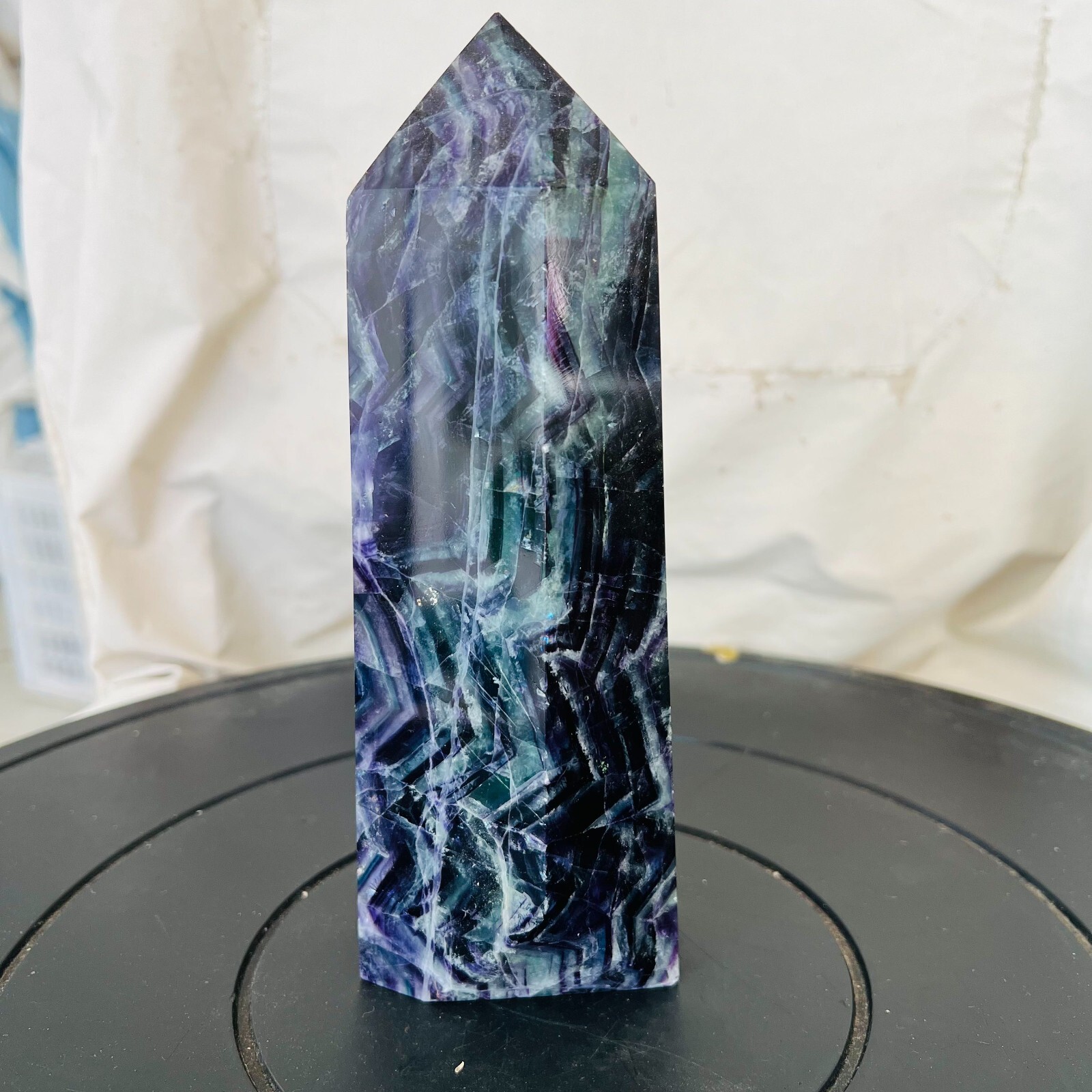2.97LB Polishing and healing of natural colored fluorite crystal tower 1350g