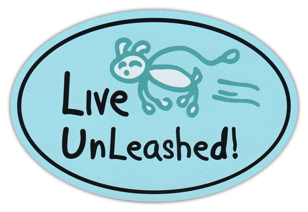 Oval Car Magnet – Live Unleashed (Dogs) – Life Is Good – Bumper Sticker Decal