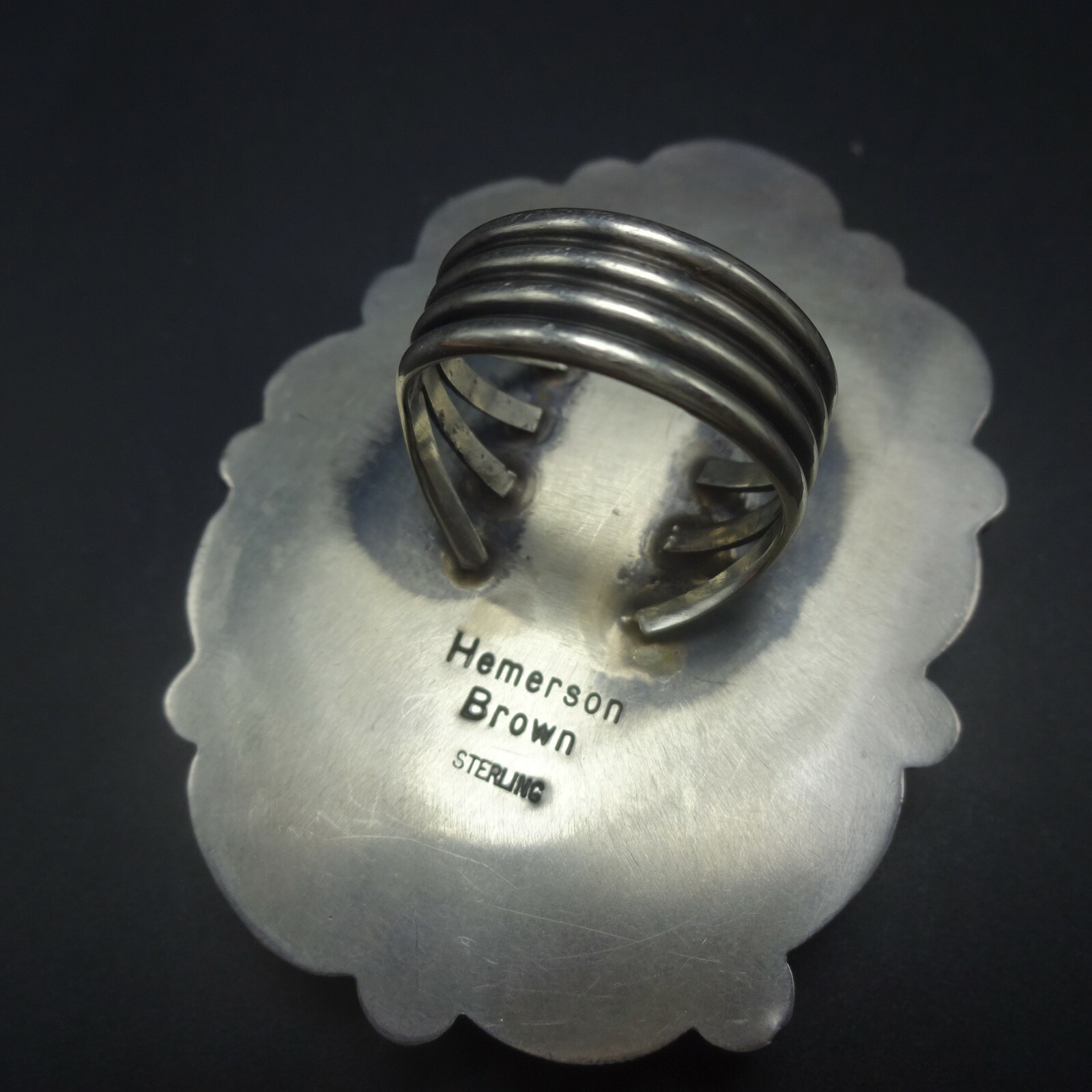 Hemerson Brown NAVAJO Sterling Silver CLEAR BLUE TURQUOISE Cluster RING size 10