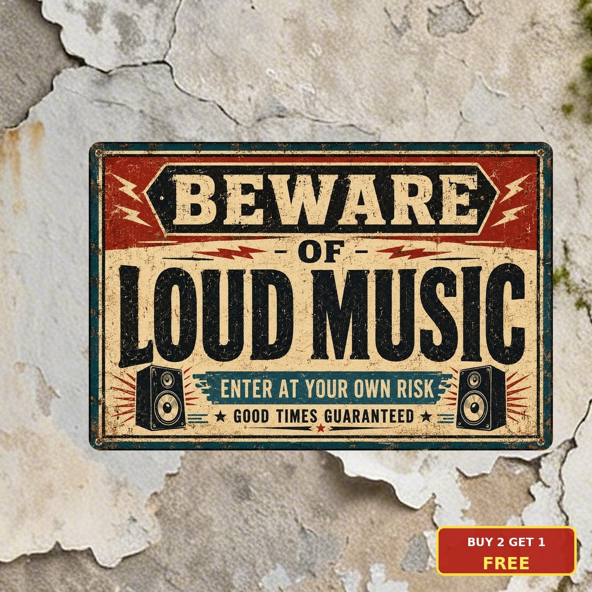 No Loud Music Caution Sign Heavy Duty Room Rest Quiet Zone Metal Plaque