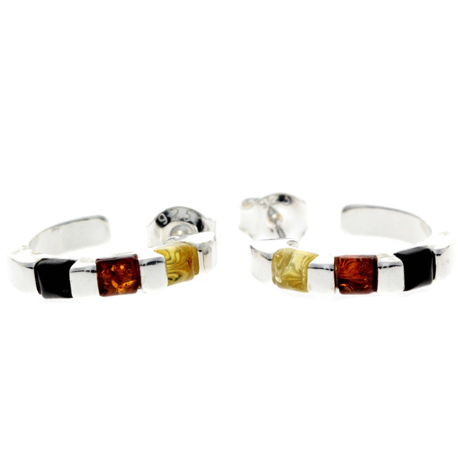 925 Sterling Silver & Baltic Amber Modern Studs Earrings – GL090