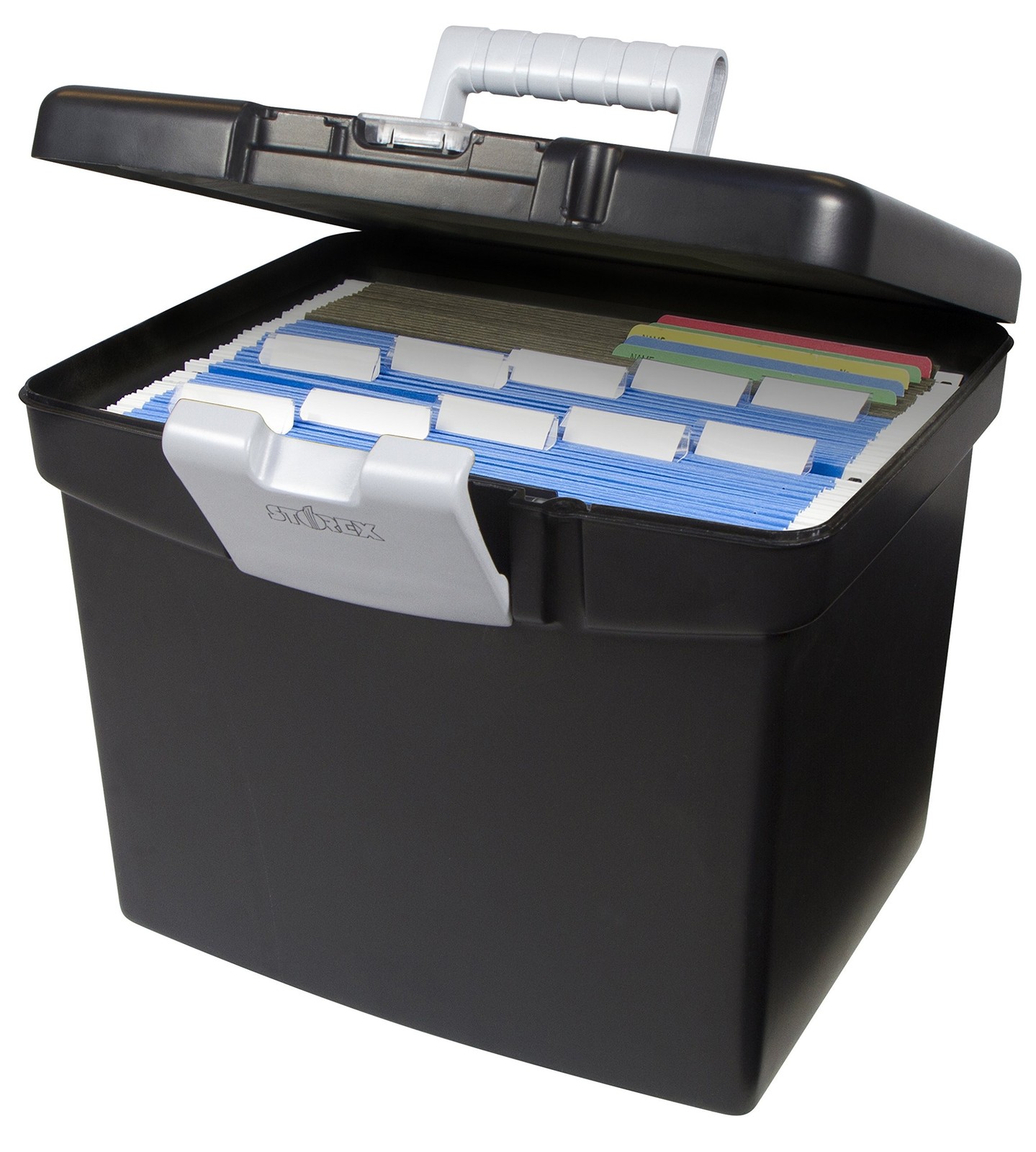 Storex 61504F02C File Storage Box XL Lid Black 2-Pack