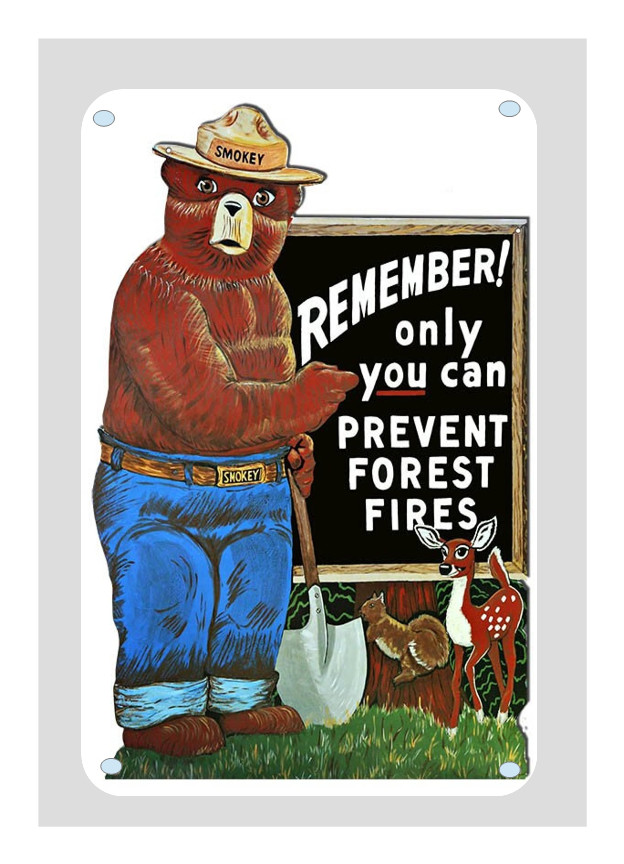 Smokey The Bear Only You Can Prevent Forrest Fires 8×12 Aluminum Metal Sign