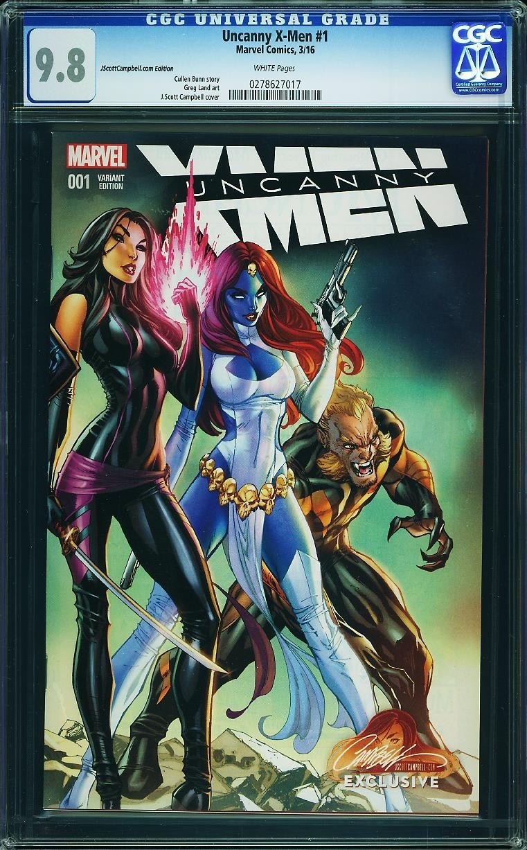 Uncanny X-Men 1 CGC 9.8 NM J Scott Campbell com Store Edition Color Variant 2016