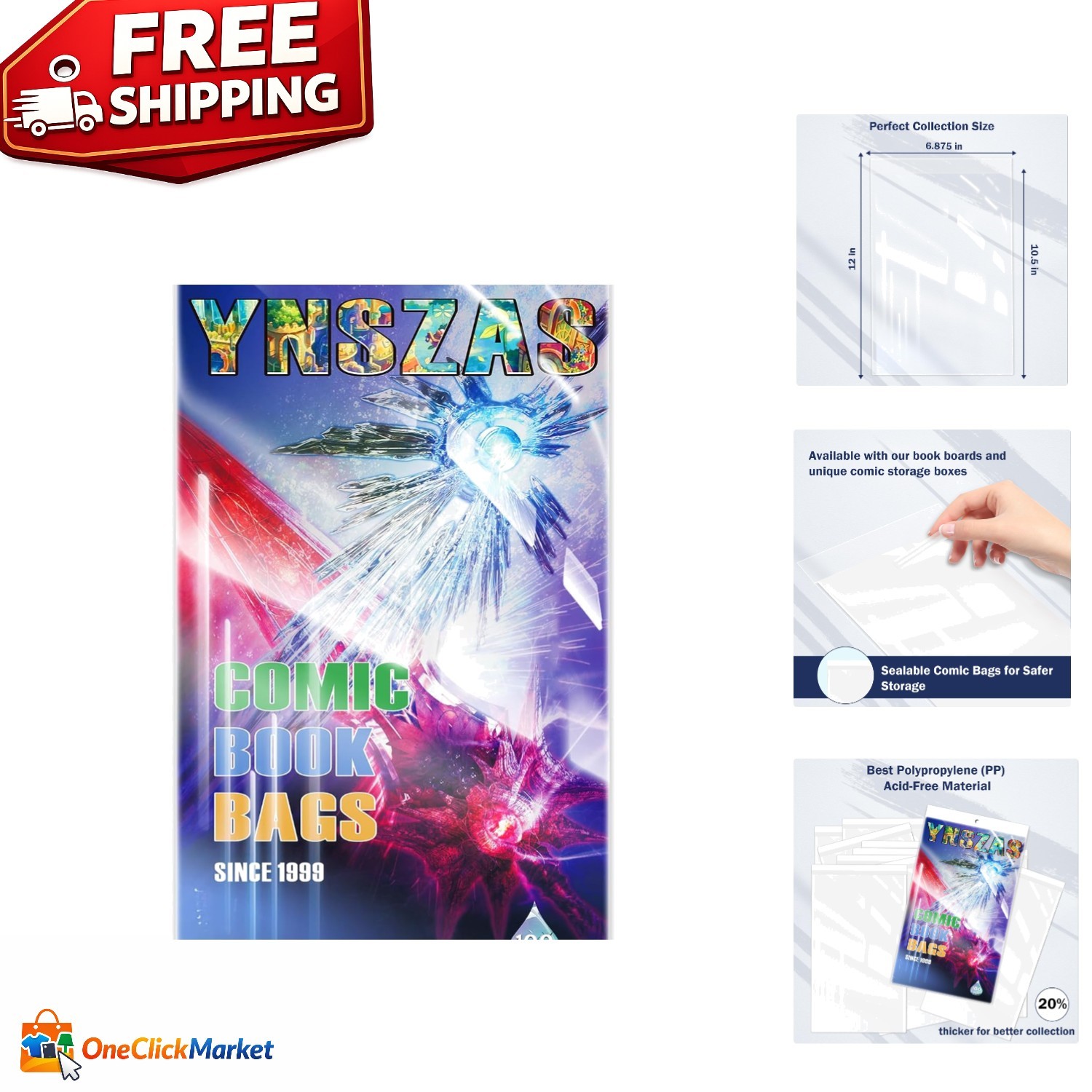 Comic Book Protection – 100 Count, 6.875 x 10.5 Inch Acid-Free Bags