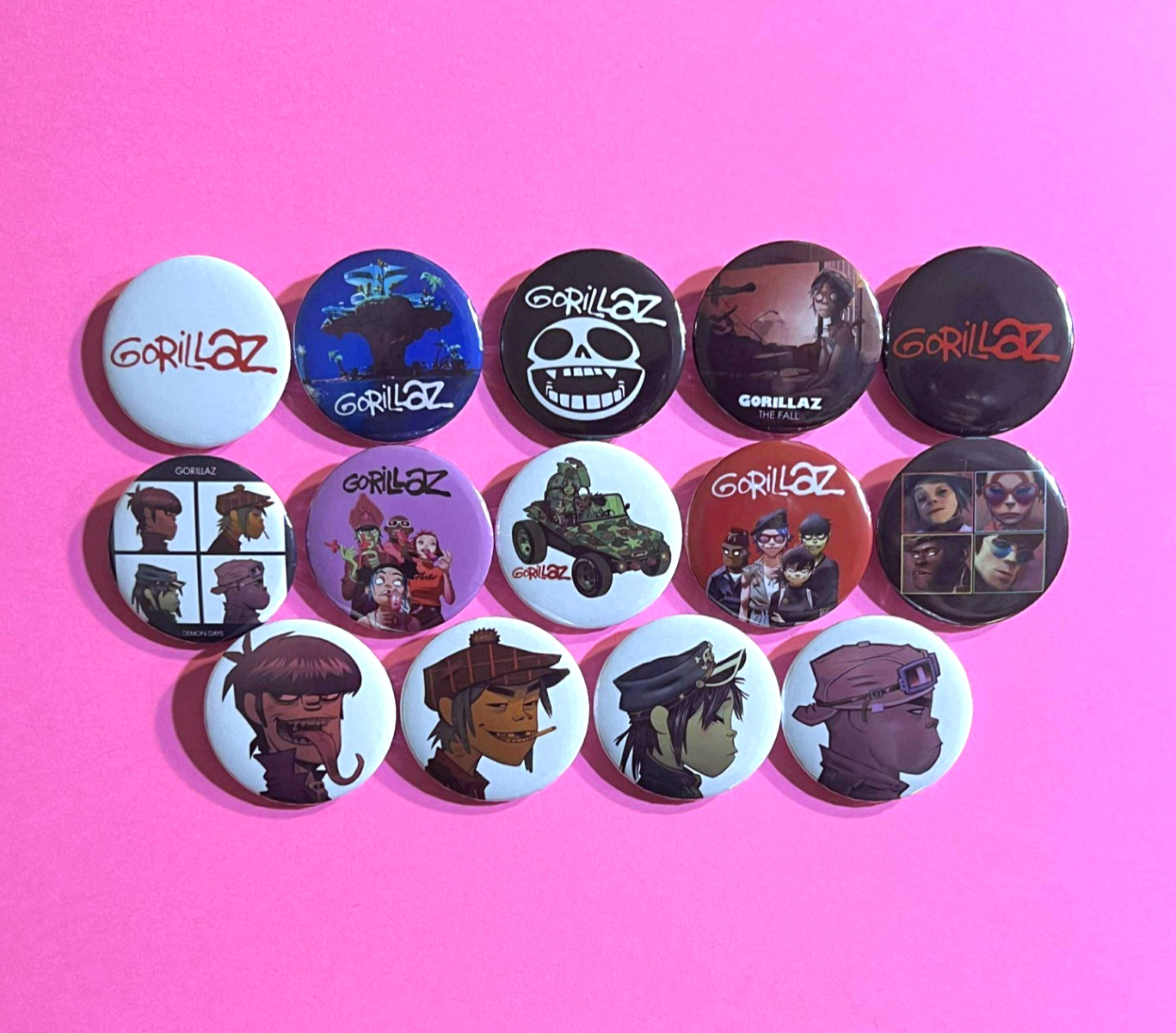 Gorillaz 1.25″ Button Pin Lot (14) Alternative Rock Electronic Demon Days Humanz
